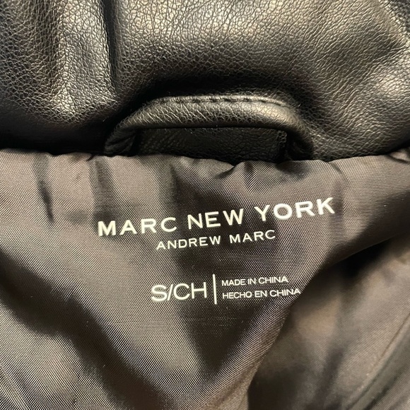 Marc New York Andrew Marc black Faux Leather Puffer Vest size Small - Picture 13 of 15